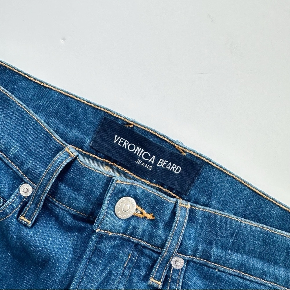 NEW Veronica Beard Women’s Carly Kick Flare Crop High Rise Jeans in Blue - Picture 7 of 9